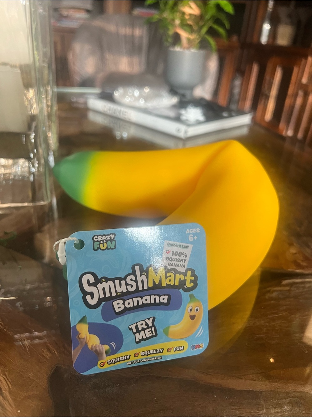 SmushMart Banana Squishy Toy - Yellow with Green Tip
